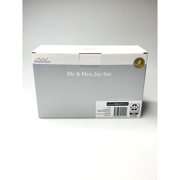 Way to Celebrate Mr & Mrs Jar Set, Clear Glass Jar Mugs with Handles, 15 fl oz - Picture 2 of 6